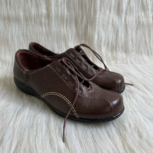 Clarks Womens Viola Oxford Shoes Brown Black Bicycle Toe Leather Low Top 7.5 W